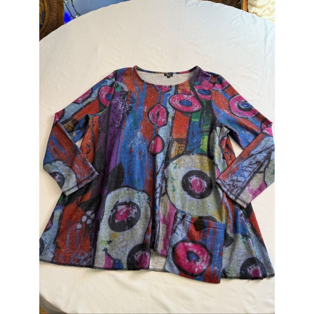Shana Abstract Lagenlook Art To Wear Tunic Top Size Large